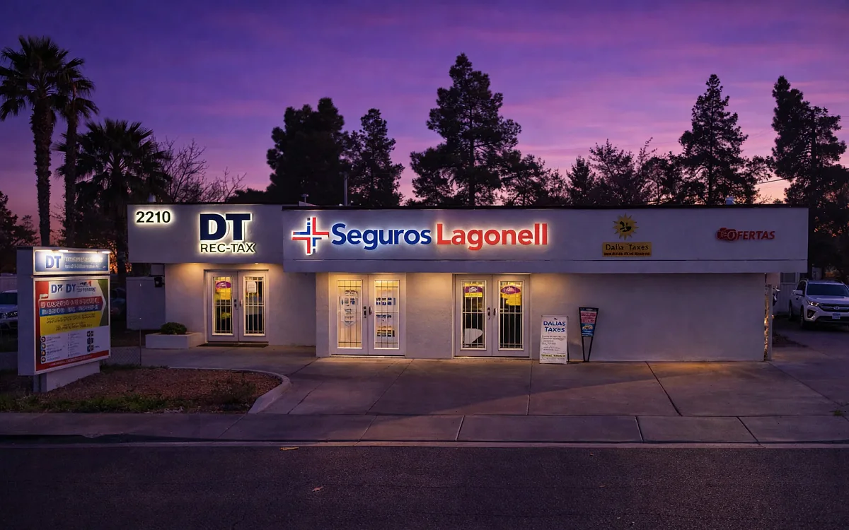 Fachada de la oficina de Seguros Lagonell en East Bonanza Road, Las Vegas